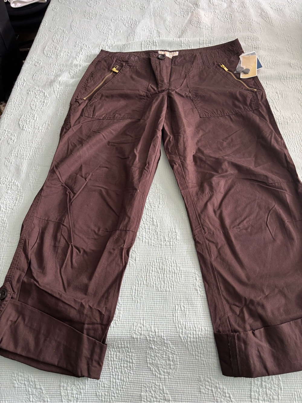 Women’s Casual Brown Zip-Pocket Pants Michael Kors NWT CAPRI